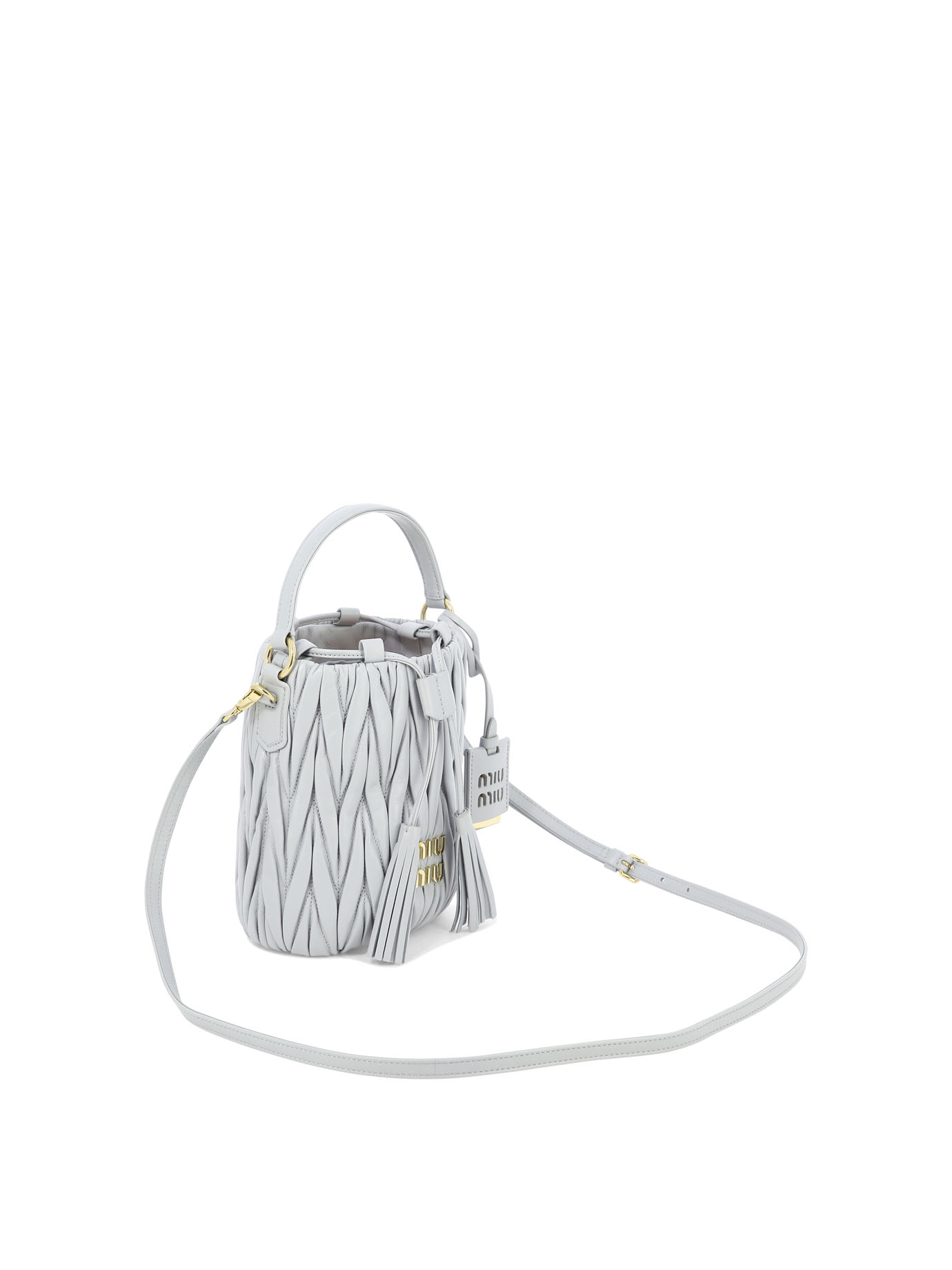 MIU MIU Matelassé nappa leather bucket bag